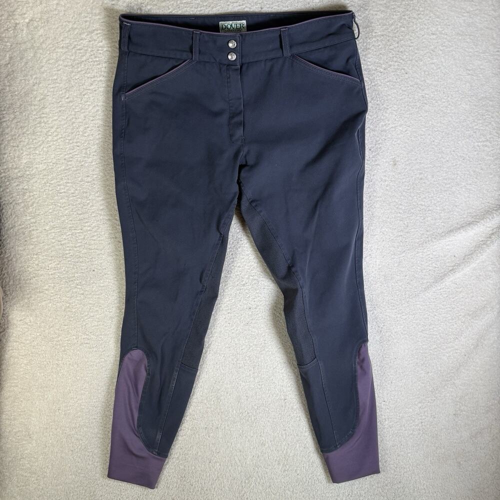 Dover Saddlery Riding Breech Pants Womens 32 34x27 Blue Suede Patch